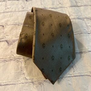 OSCAR DE LA RENTA SILK VINTAGE TAUPE/BROWN PATTERN MENS CLASSIC TIE